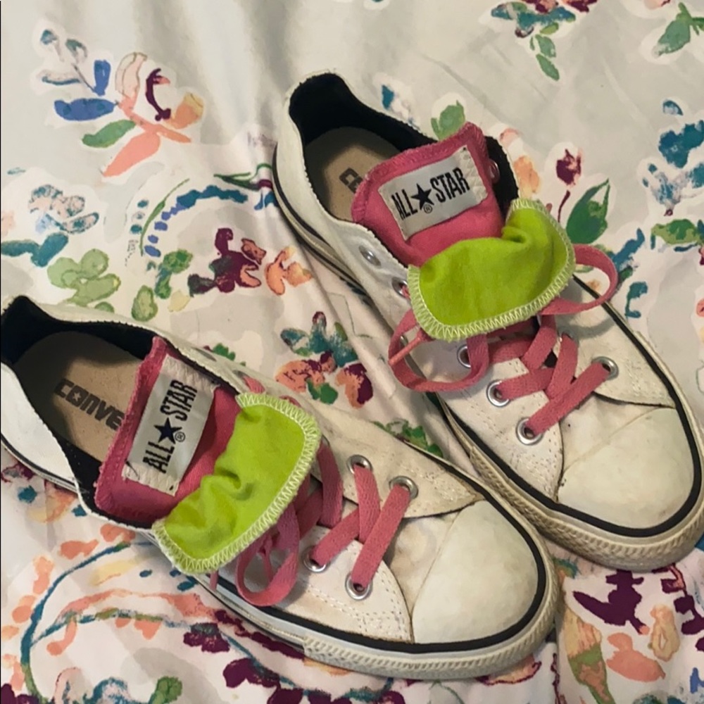 White Converse Double Tongue All-Stars